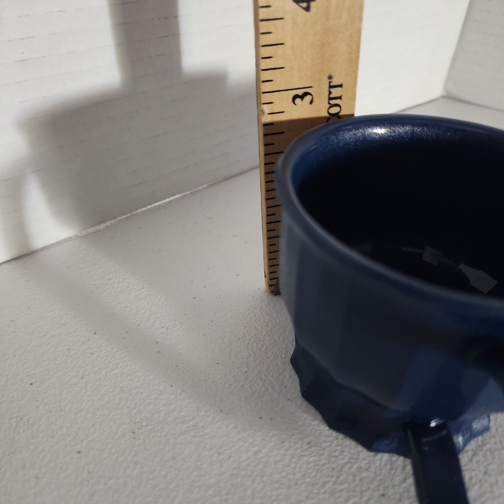 Tropez by Dinex Navy Blue Insulated Coffee Mugs Set of 2 Faceted Made in USA - Picture 4 of 12